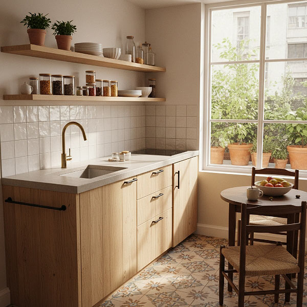 Rangement de la petite cuisine équipé