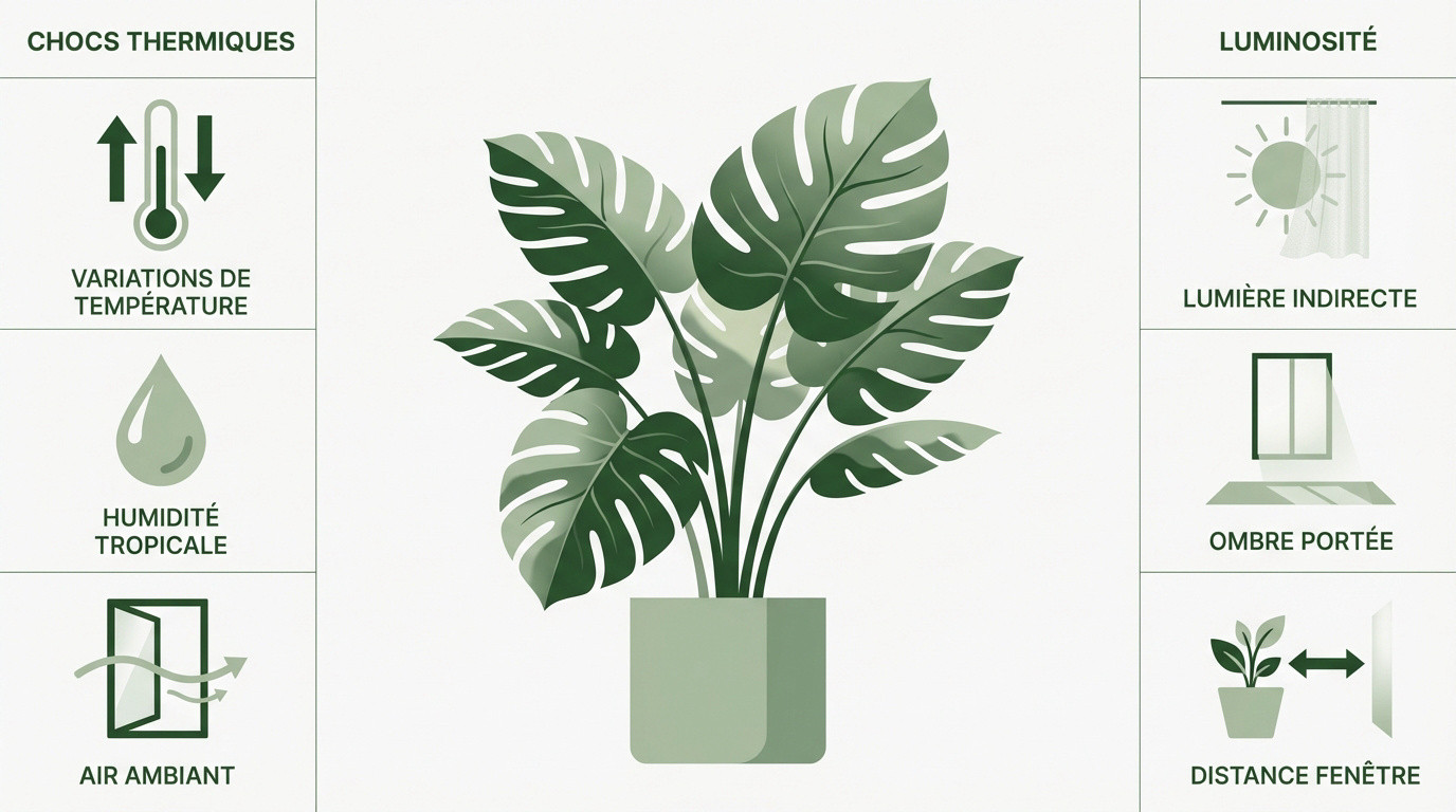 Plante tropicale résistante aux variations de température et d'humidité dans une salle de bain