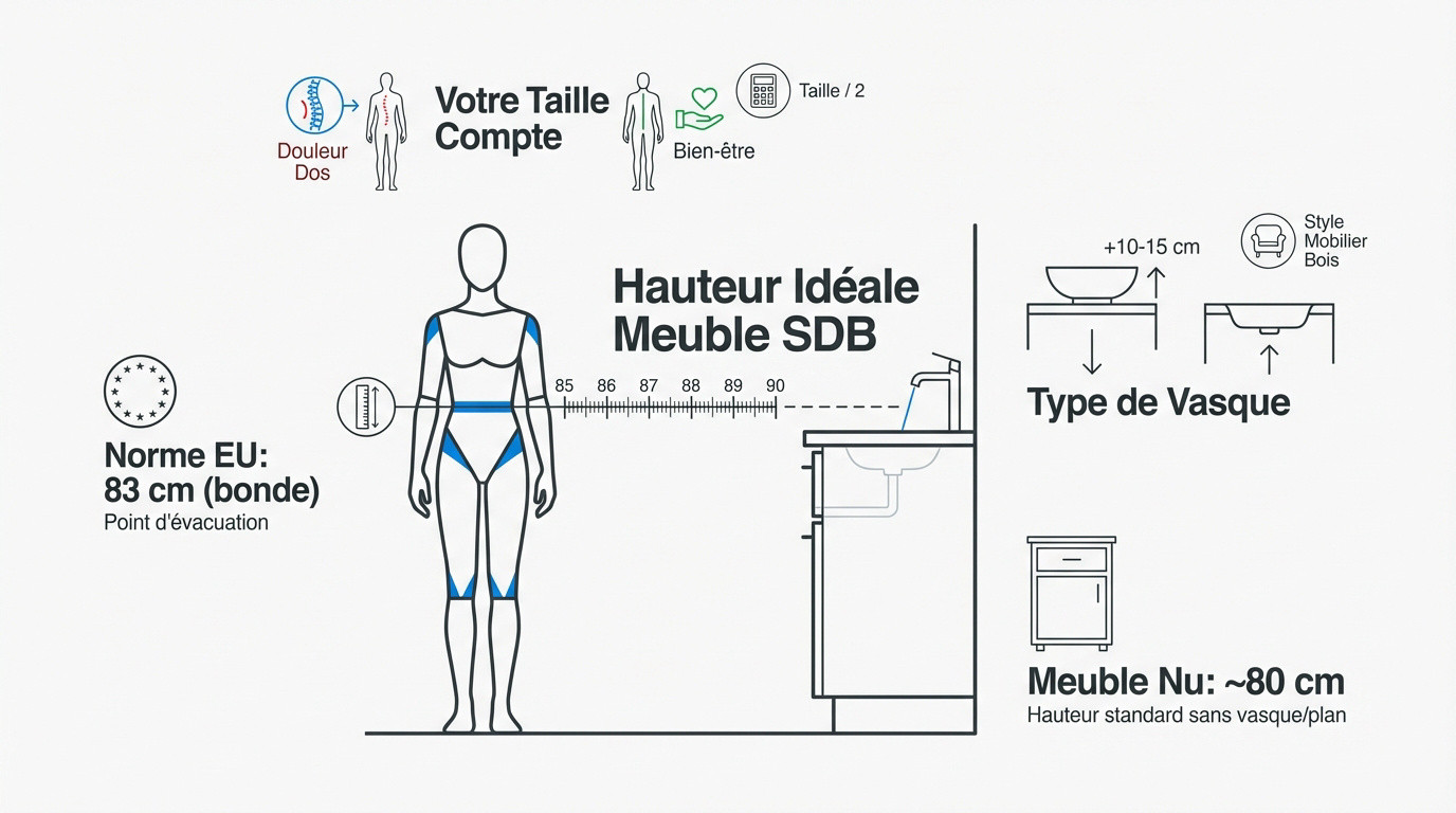 Installation d'un meuble de salle de bain à la bonne hauteur pour l'ergonomie