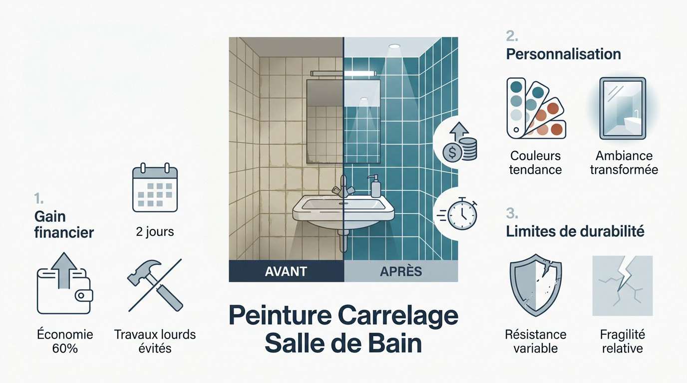 Rénovation d'une salle de bain avec une peinture spéciale carrelage gris moderne