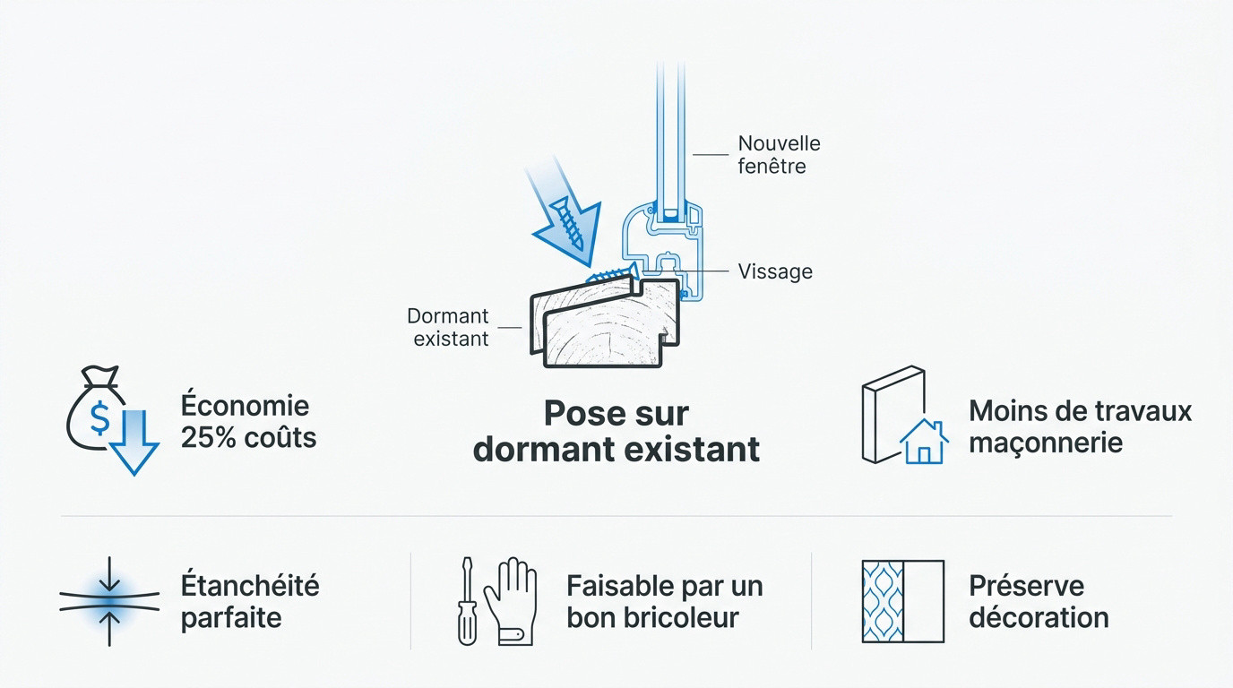Installation d'une nouvelle fenêtre sur un cadre existant en rénovation