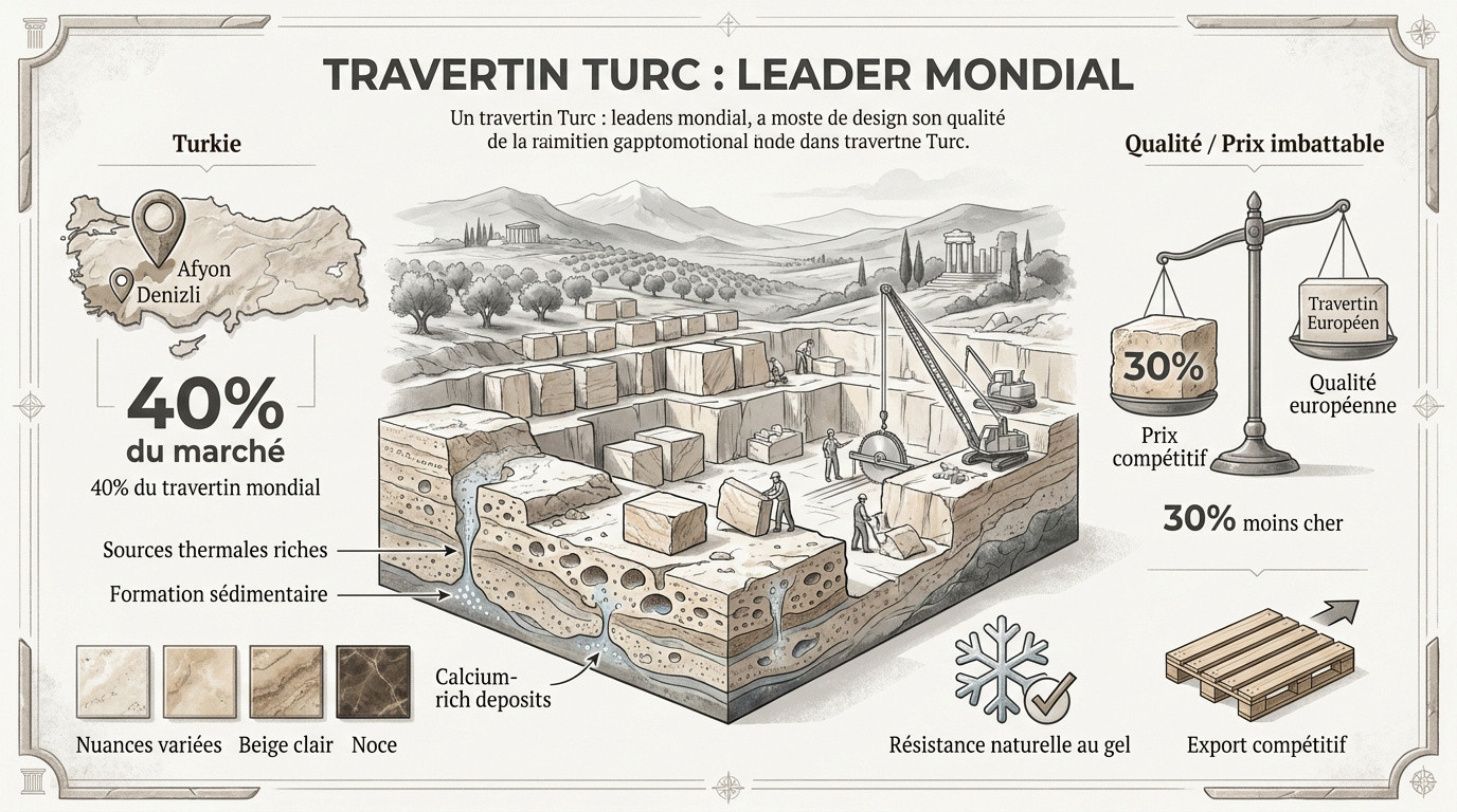 Dallage en travertin de Turquie pour terrasse extérieure
