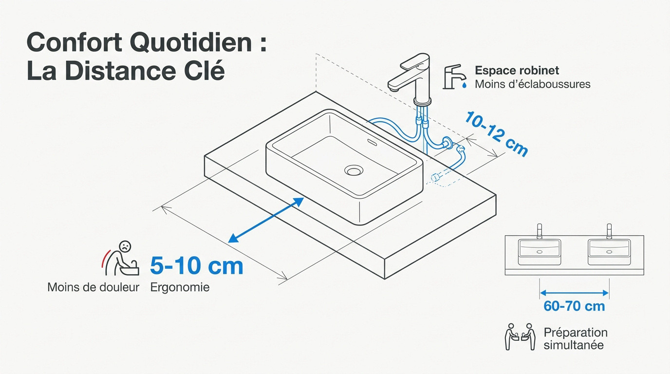Installation précise d'une vasque sur un plan de travail en bois