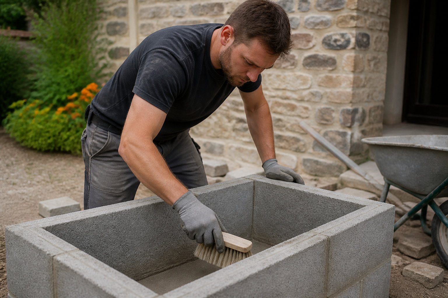 L'étanchéité d'une jardinière en parpaing pour un ouvrage pérenne