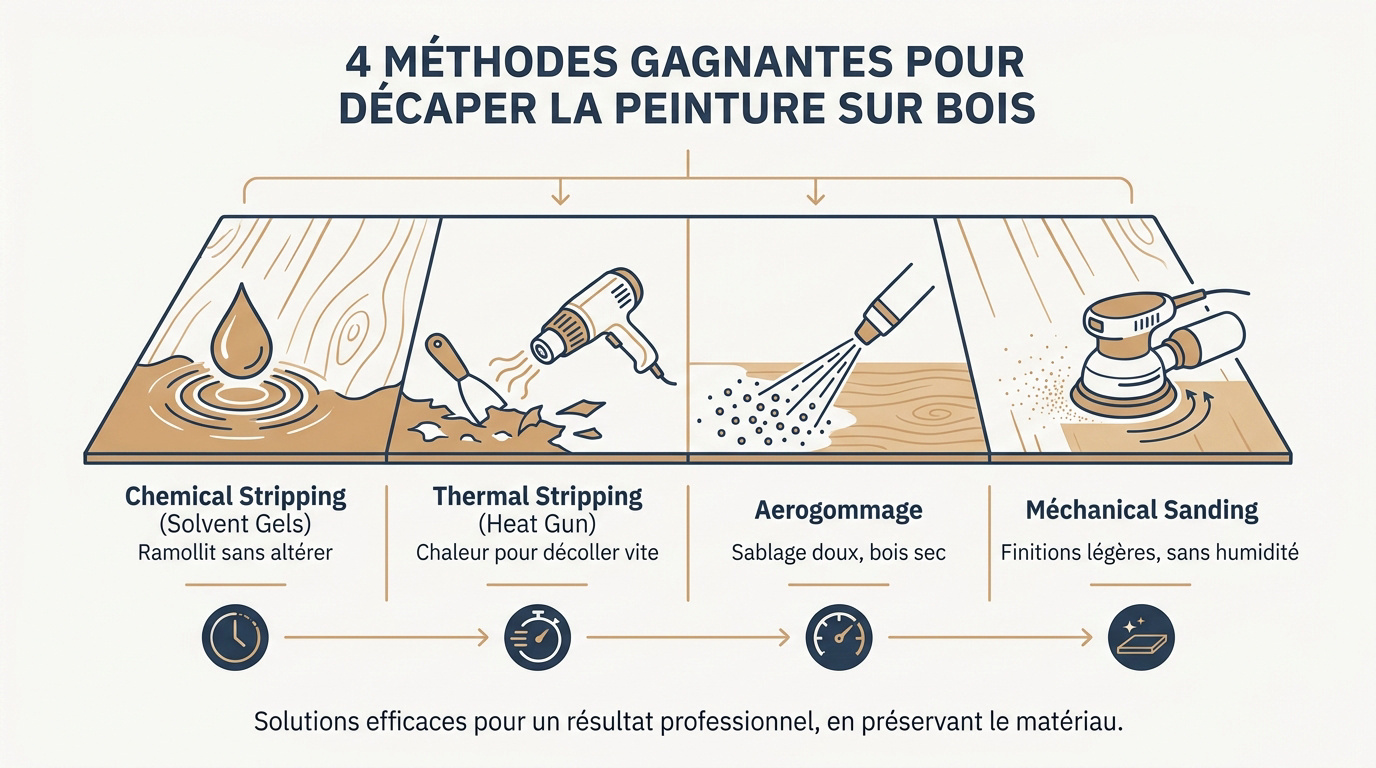 Outils et méthodes pour décaper efficacement la peinture sur un support en bois