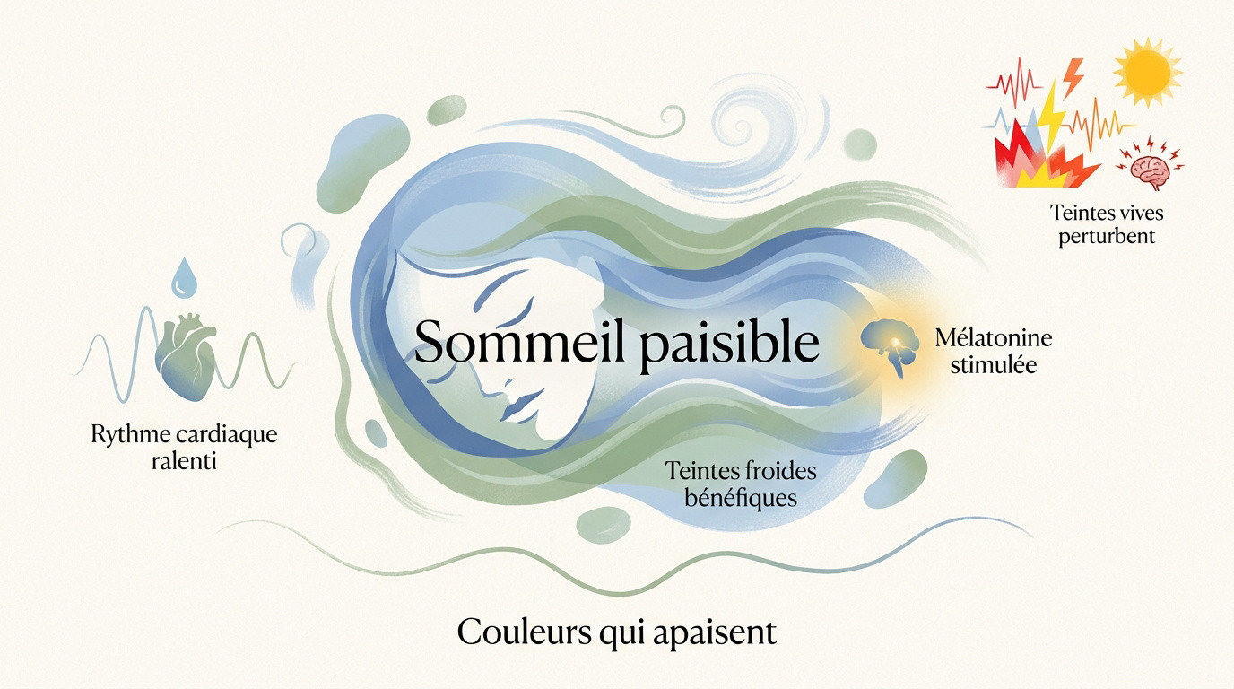 Chambre à coucher aux tons bleus et verts favorisant un sommeil réparateur